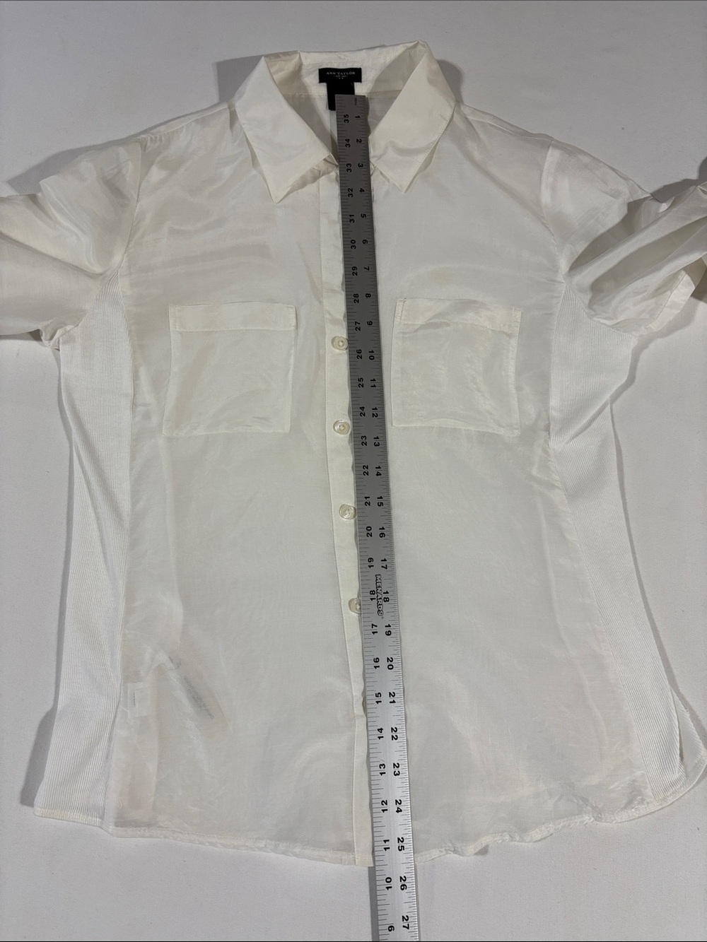 Ann Taylor Off-White Semi-Sheer Silk Blouse size 8 - Picture 11 of 14